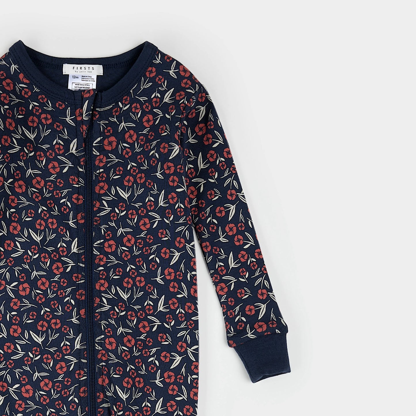 Convertible Sleeper | Poppy Floral Print on Dress Blue | Petit Lem