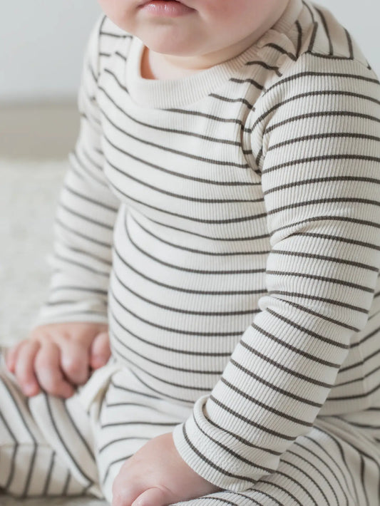 Organic Baby Sammy Ribbed Long Sleeve Bodysuit | Colored Organics | Jax Stripe