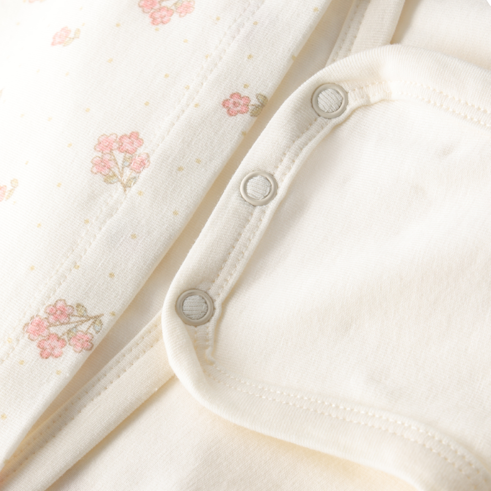 Dress with Bodysuit | Pink Floral on Off-White | Minymo