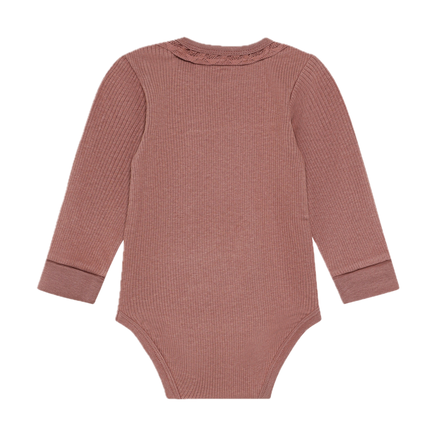 Long Sleeve Ribbed Body Suit | Burlwood | Minymo