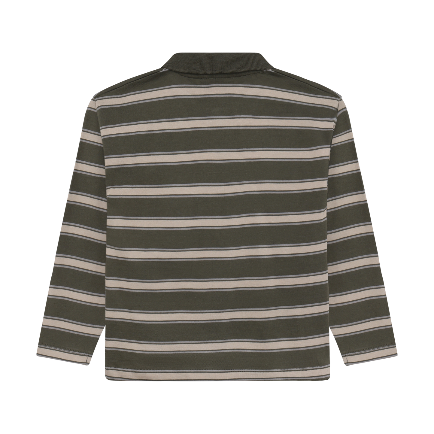 Long Sleeve Stripe Polo Shirt | Green Stripe | Minymo