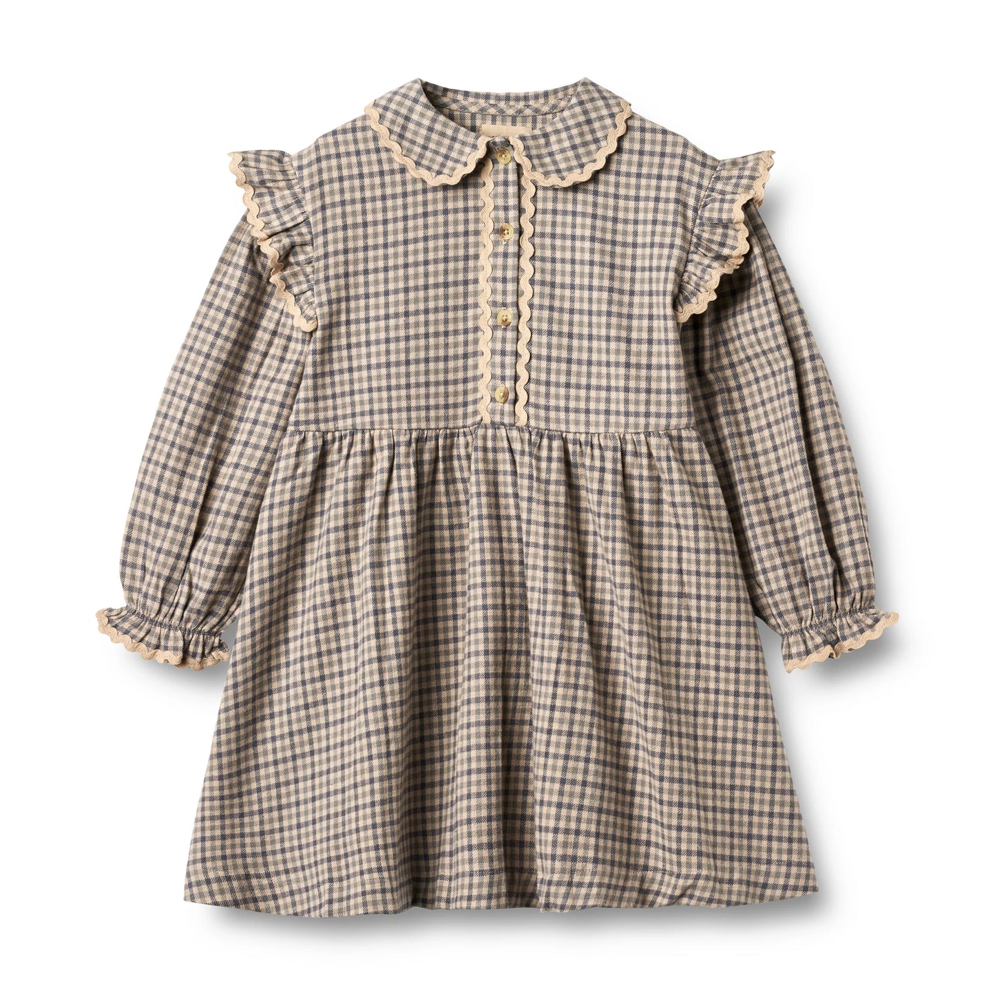 L/S Alissa Dress | Blue Check | Wheat Kids