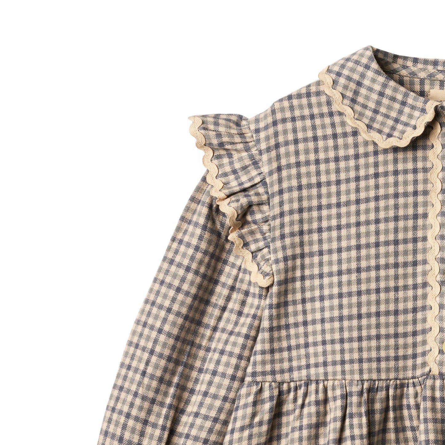 L/S Alissa Dress | Blue Check | Wheat Kids