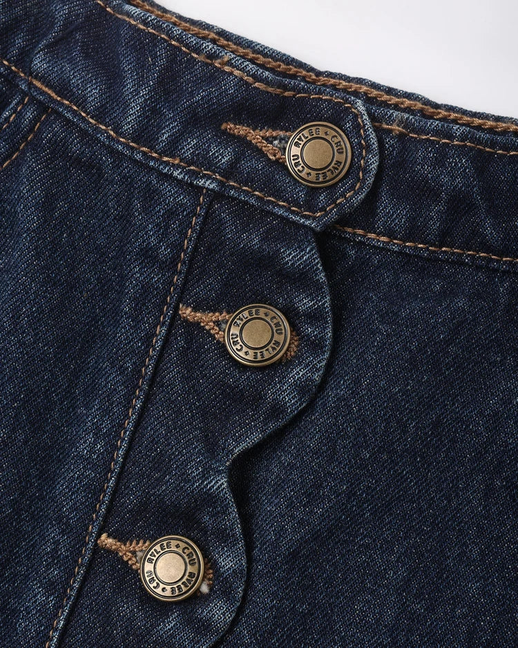 Scallop Mini Skirt | Dark Indigo | Rylee & Cru