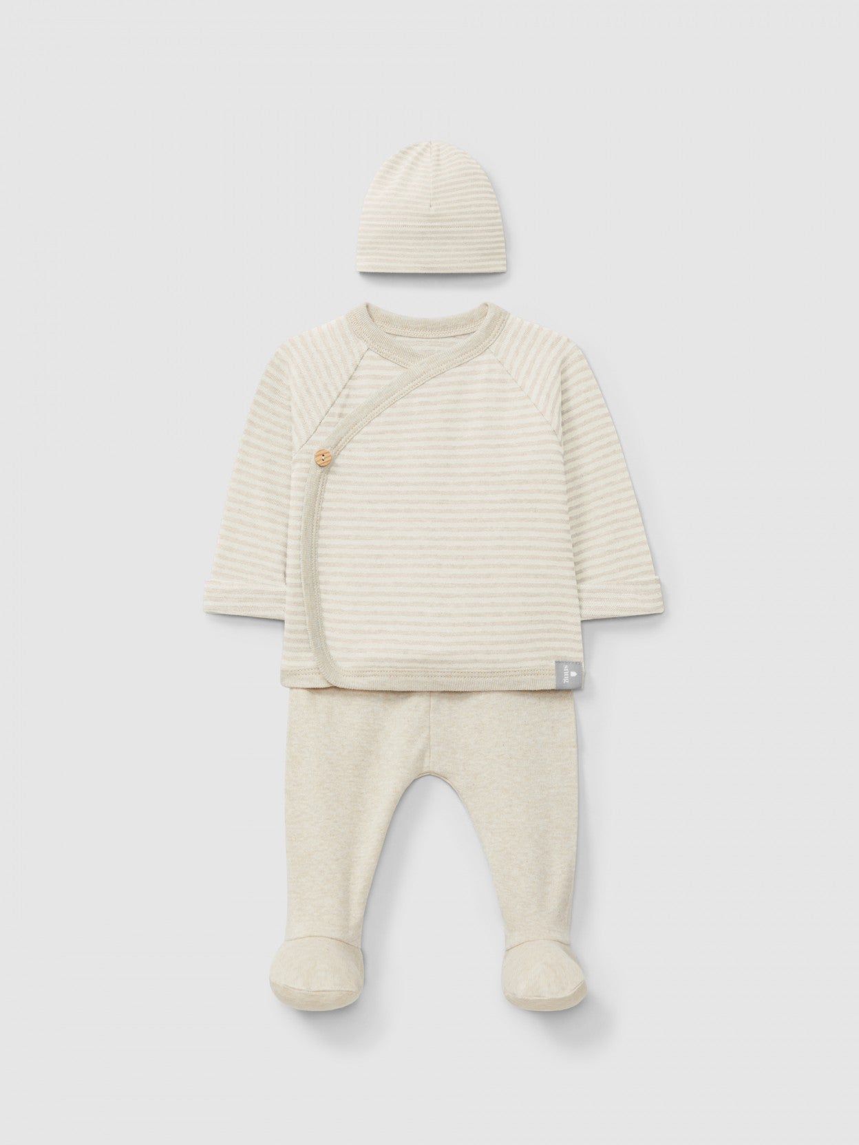 Cotton three-piece striped set | Natural | Snug