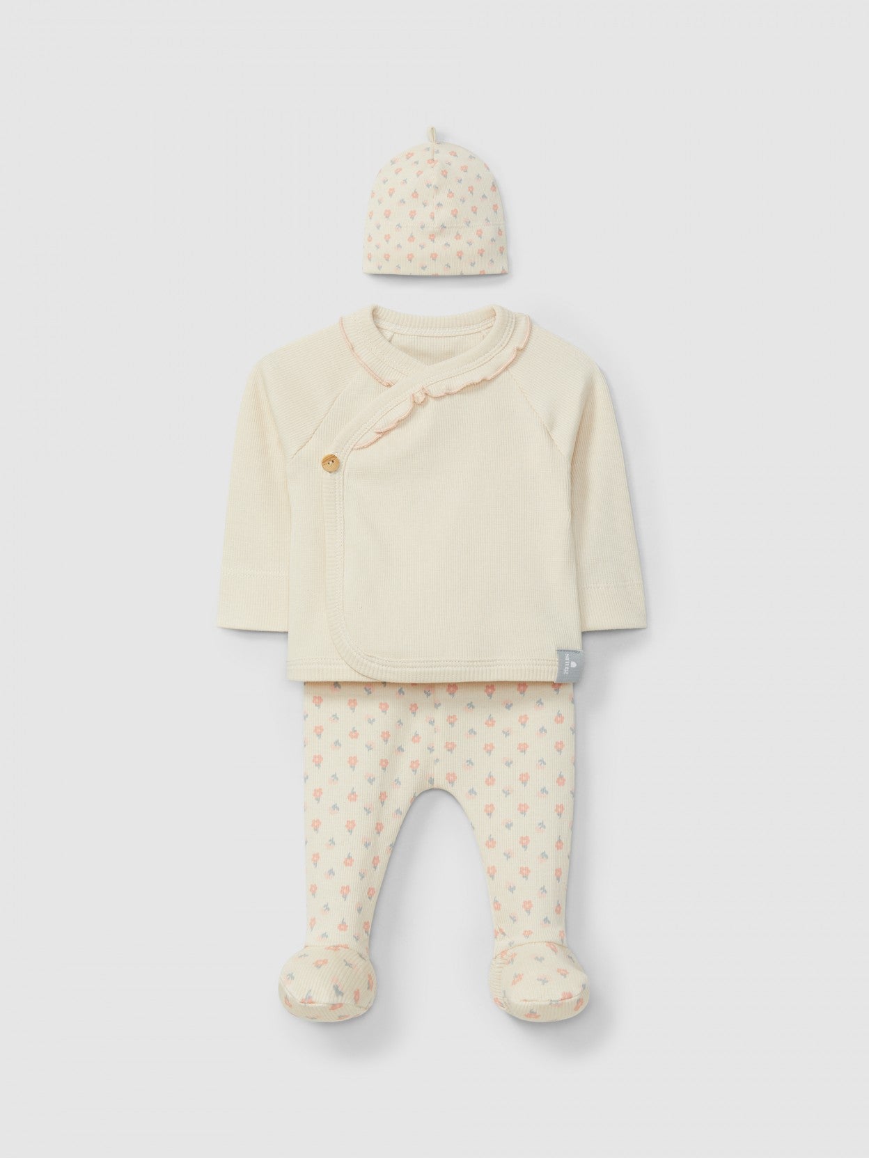 Ribbed jersey three-piece set floral print | Pink | Snug