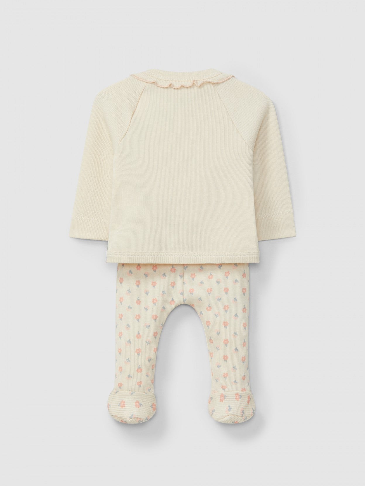Ribbed jersey three-piece set floral print | Pink | Snug