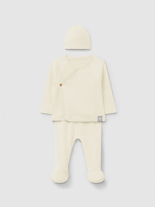 Three-piece set in ribbed jersey | Natural | Snug
