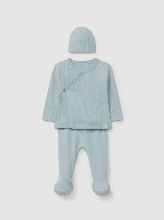 Three-piece set in ribbed jersey | Mint Blue | Snug