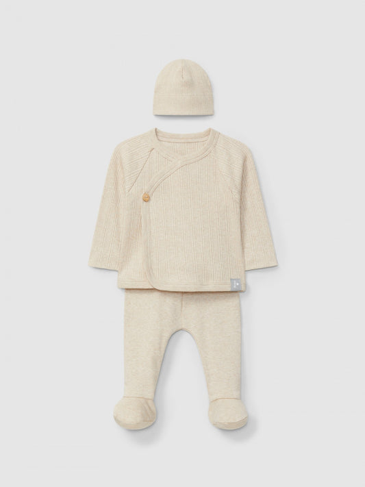Three-piece set in ribbed jersey | Linen | Snug