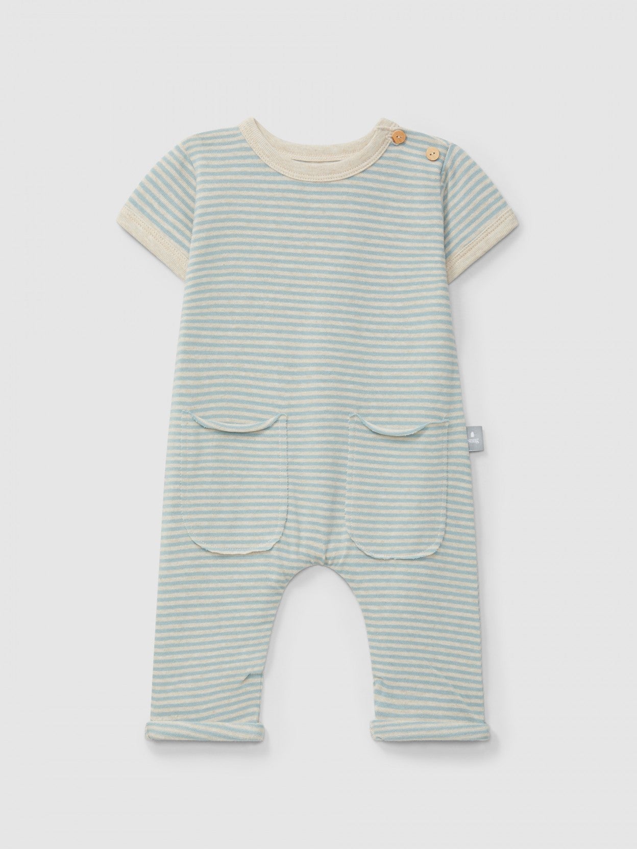 Cotton striped jumpsuit | Mint Blue | Snug