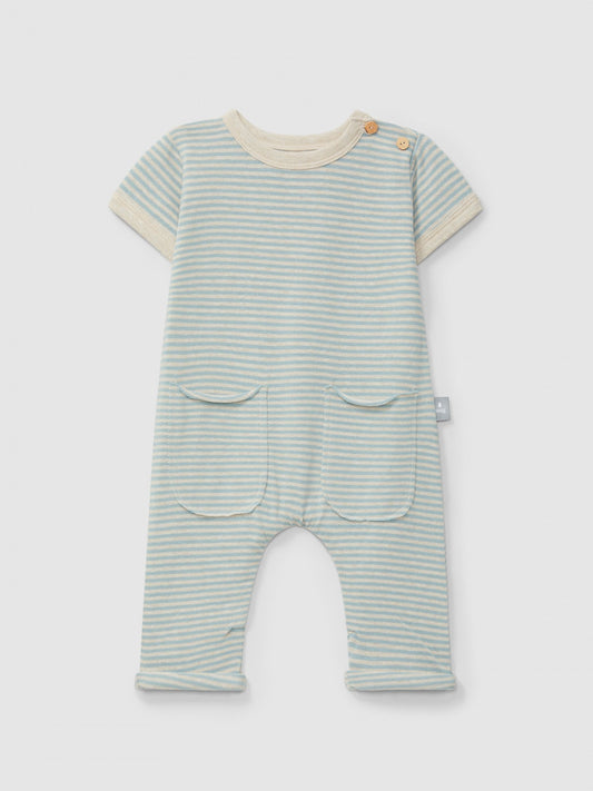 Cotton striped jumpsuit | Mint Blue | Snug