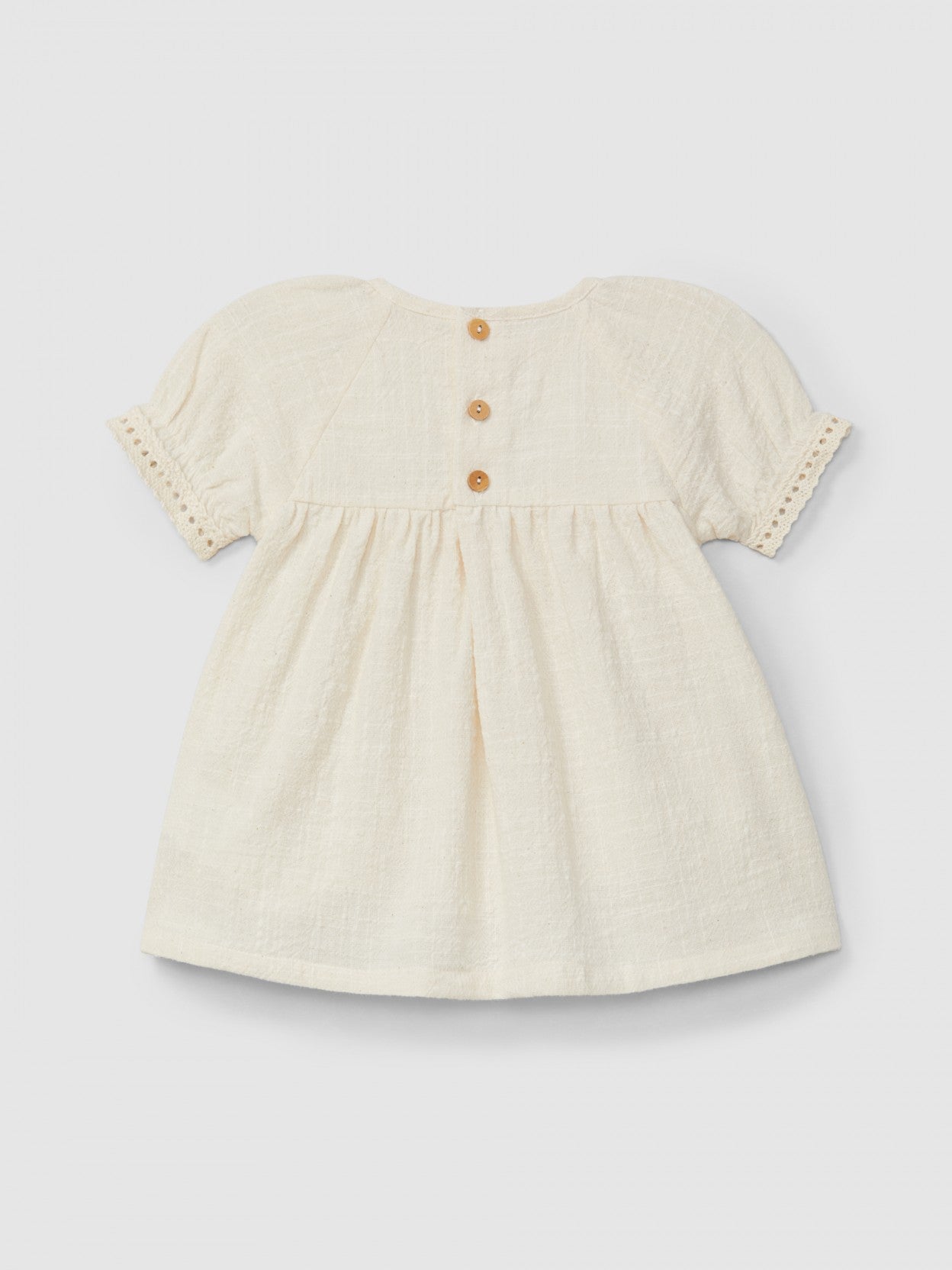 Dress with embroidery and lace details | Natural | Snug