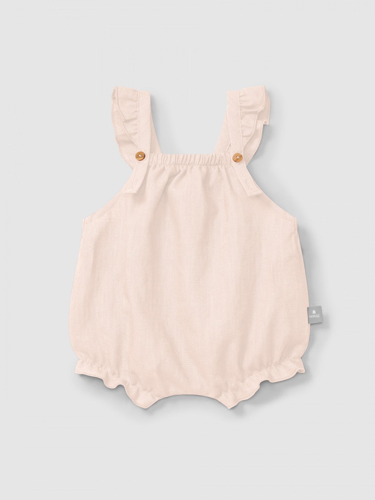 Plain shortie in linen with cotton and straps with ruffle | Pink | Snug