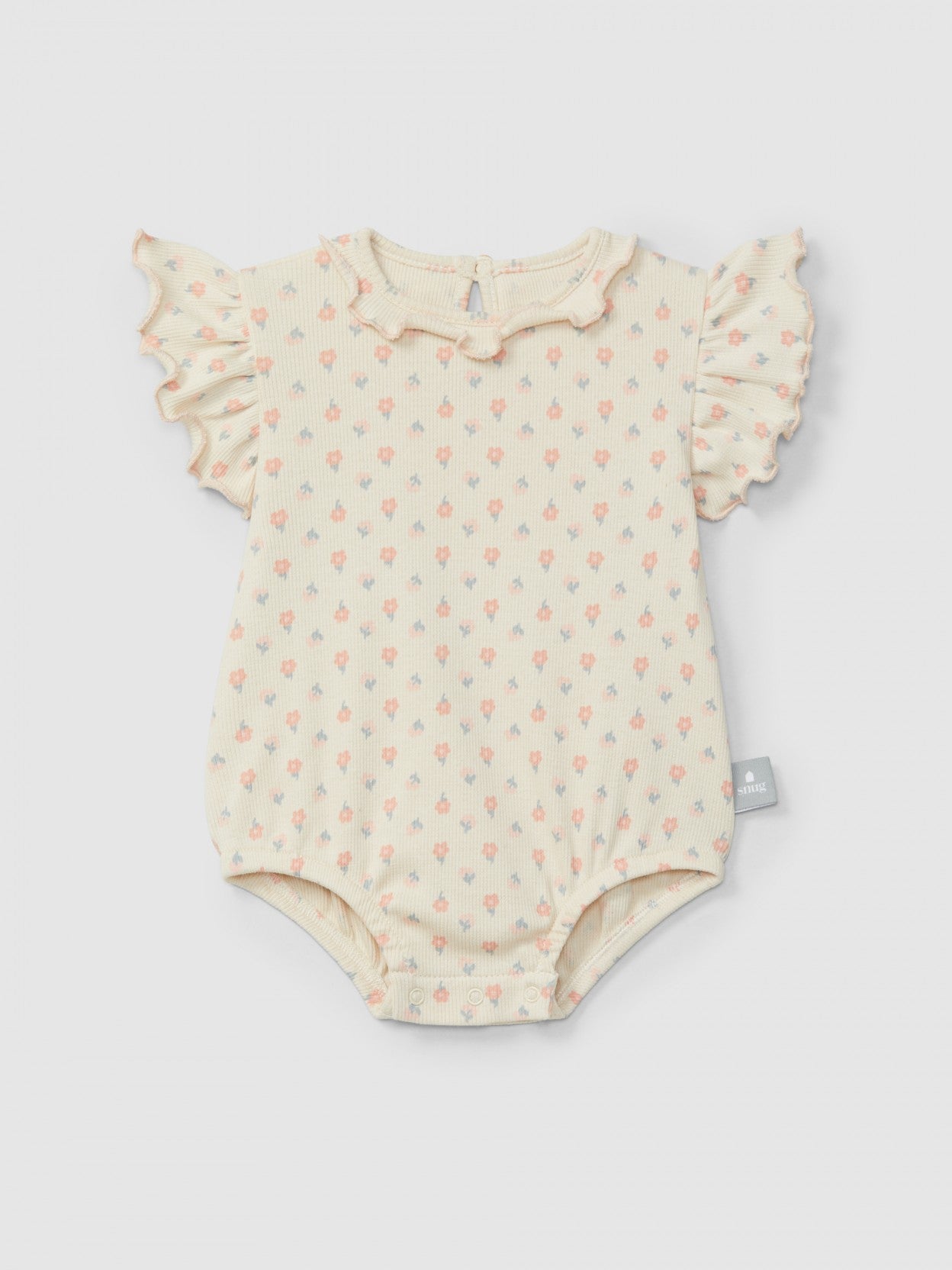 Ribbed jersey shortie floral print | Pink | Snug