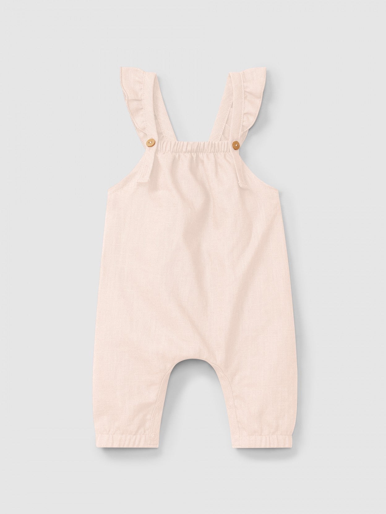 Plain dungarees in linen with cotton and straps with ruffle | Pink | Snug