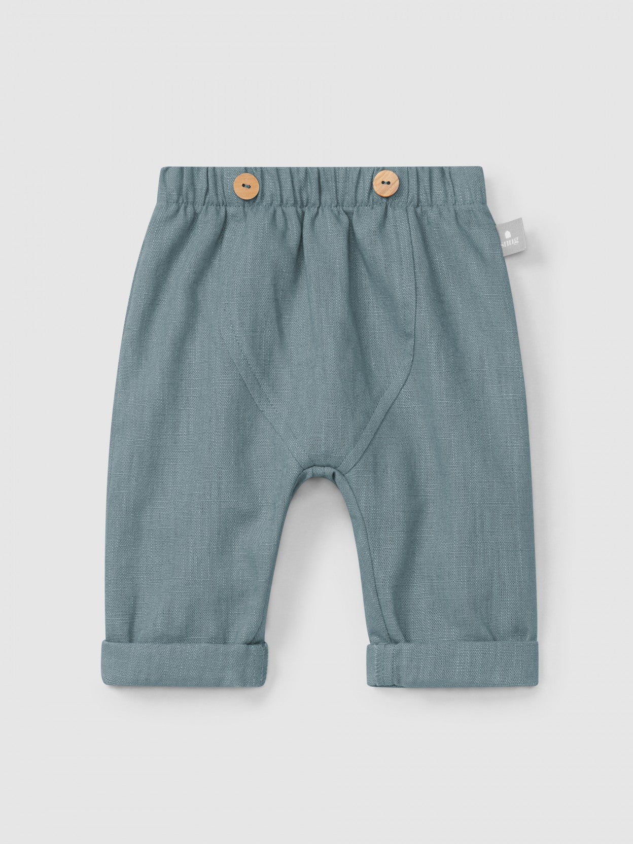 Plain pull-up pants in linen with cotton | Mint Blue | Snug