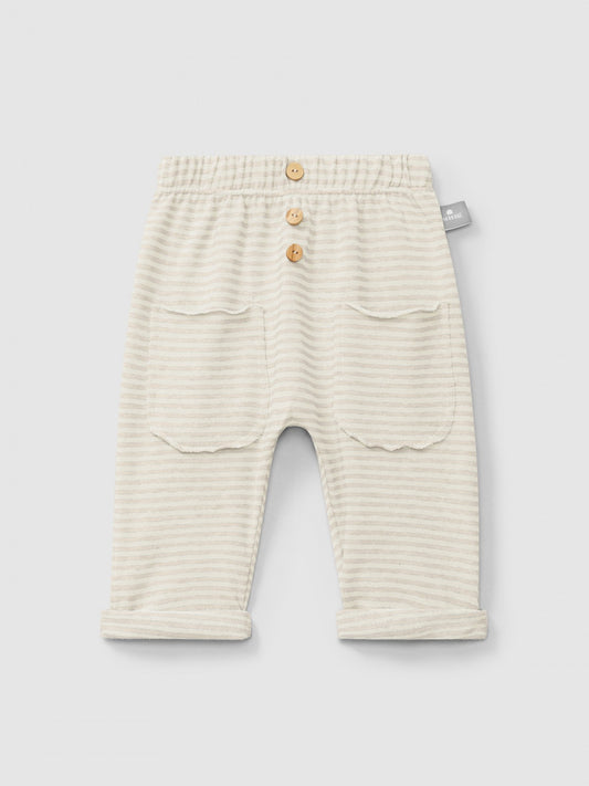 Cotton striped pull-up pants | Natural | Snug