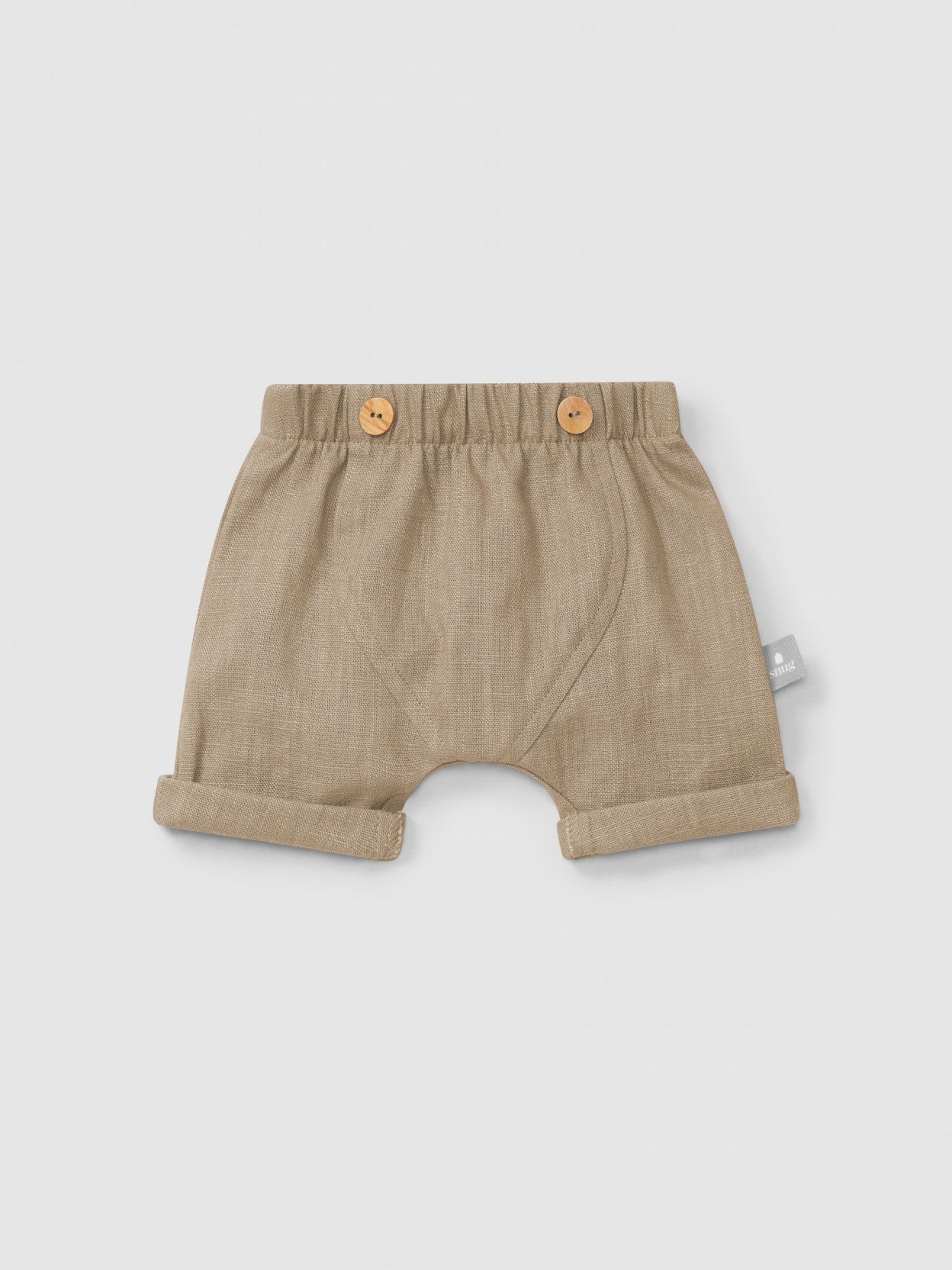 Plain pull-up shorts in linen with cotton | Coffee | Snug