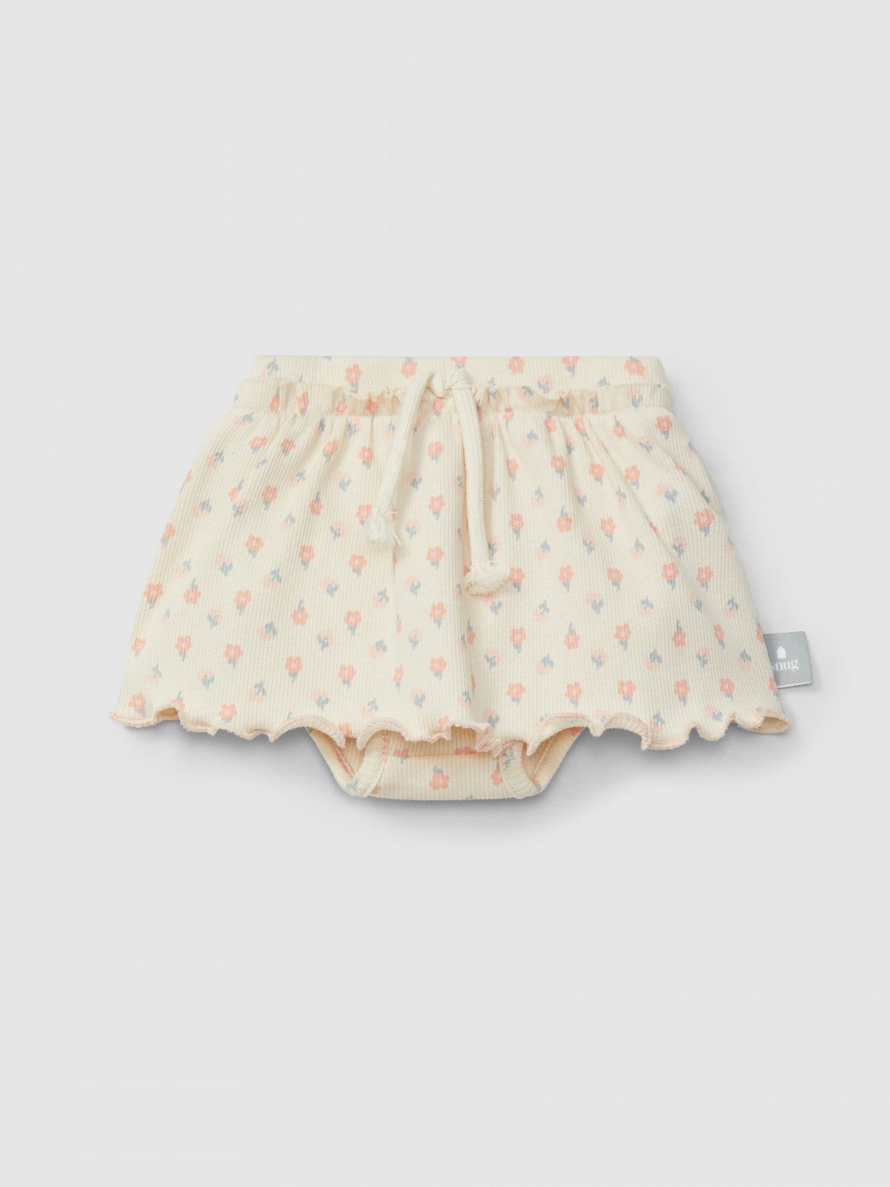 Ribbed jersey skirt floral print with diaper cover Set| Pink | Snug