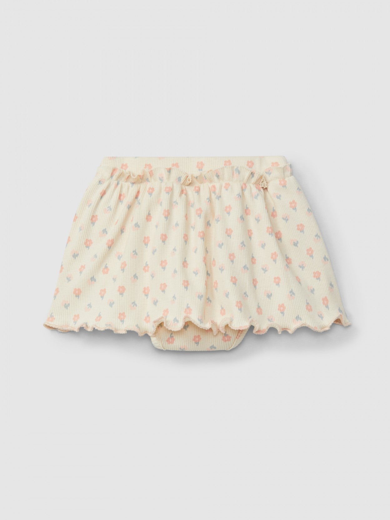 Ribbed jersey skirt floral print with diaper cover Set| Pink | Snug