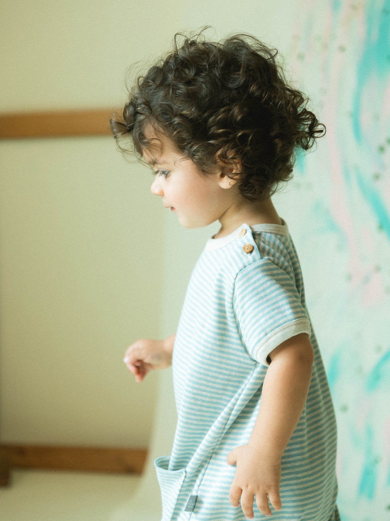 Cotton striped jumpsuit | Mint Blue | Snug