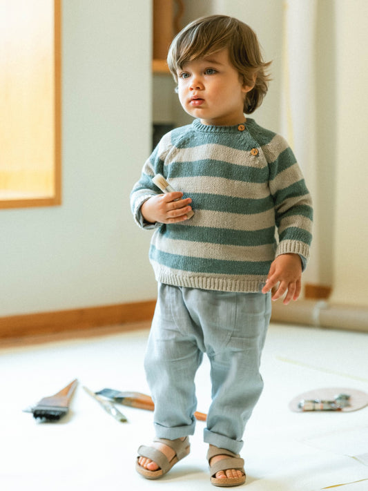 Striped knitted jumper | Mint/Linen | Snug