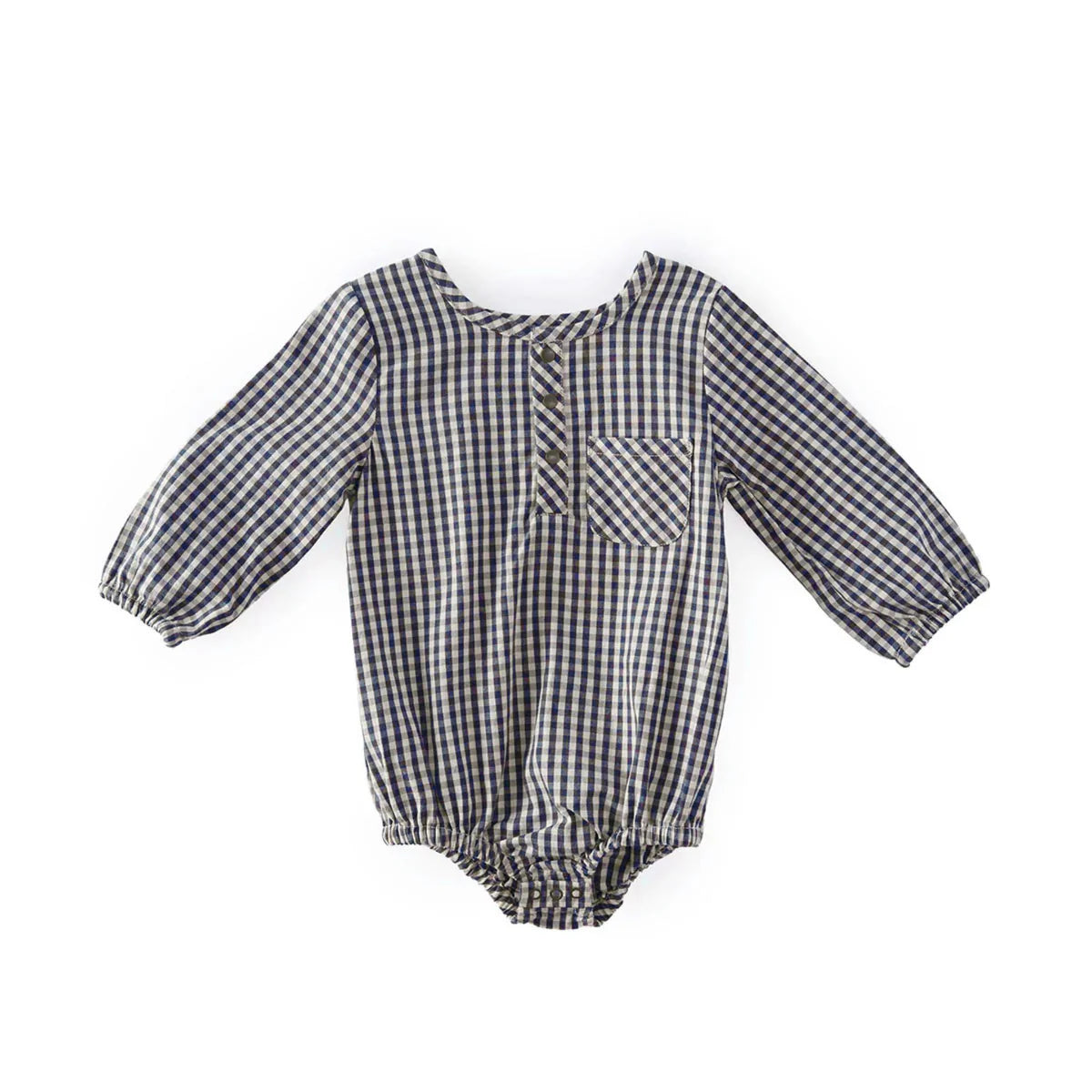Gingham Long Sleeve One-Piece | Indigo | Pehr
