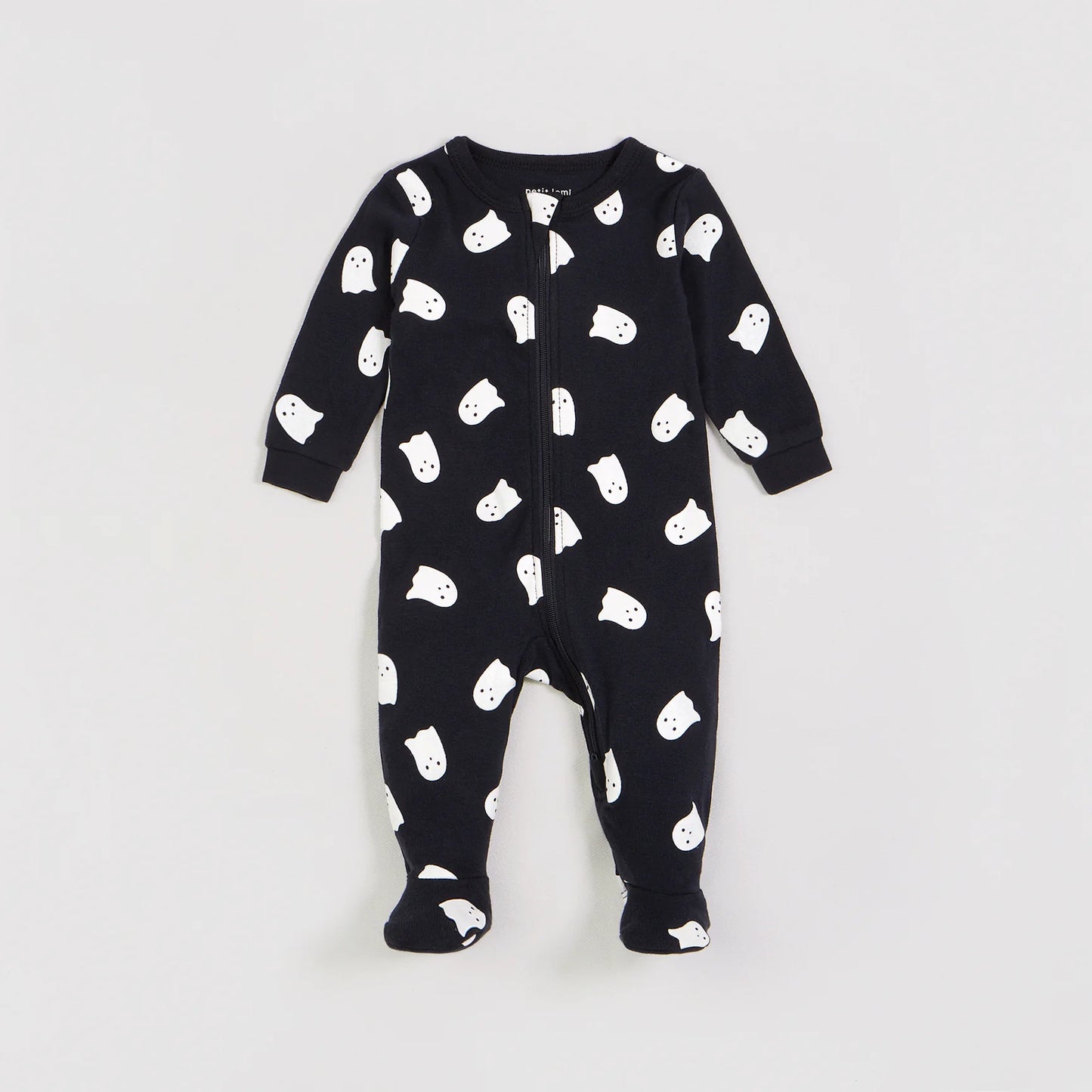 Ghosts Glow in the Dark Print on Black Sleeper | Petit Lem