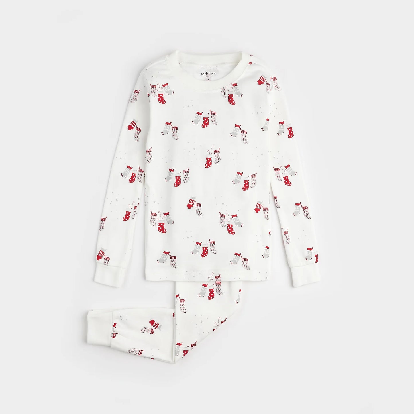 Stockings Print on Off-White PJ Set | Petit Lem