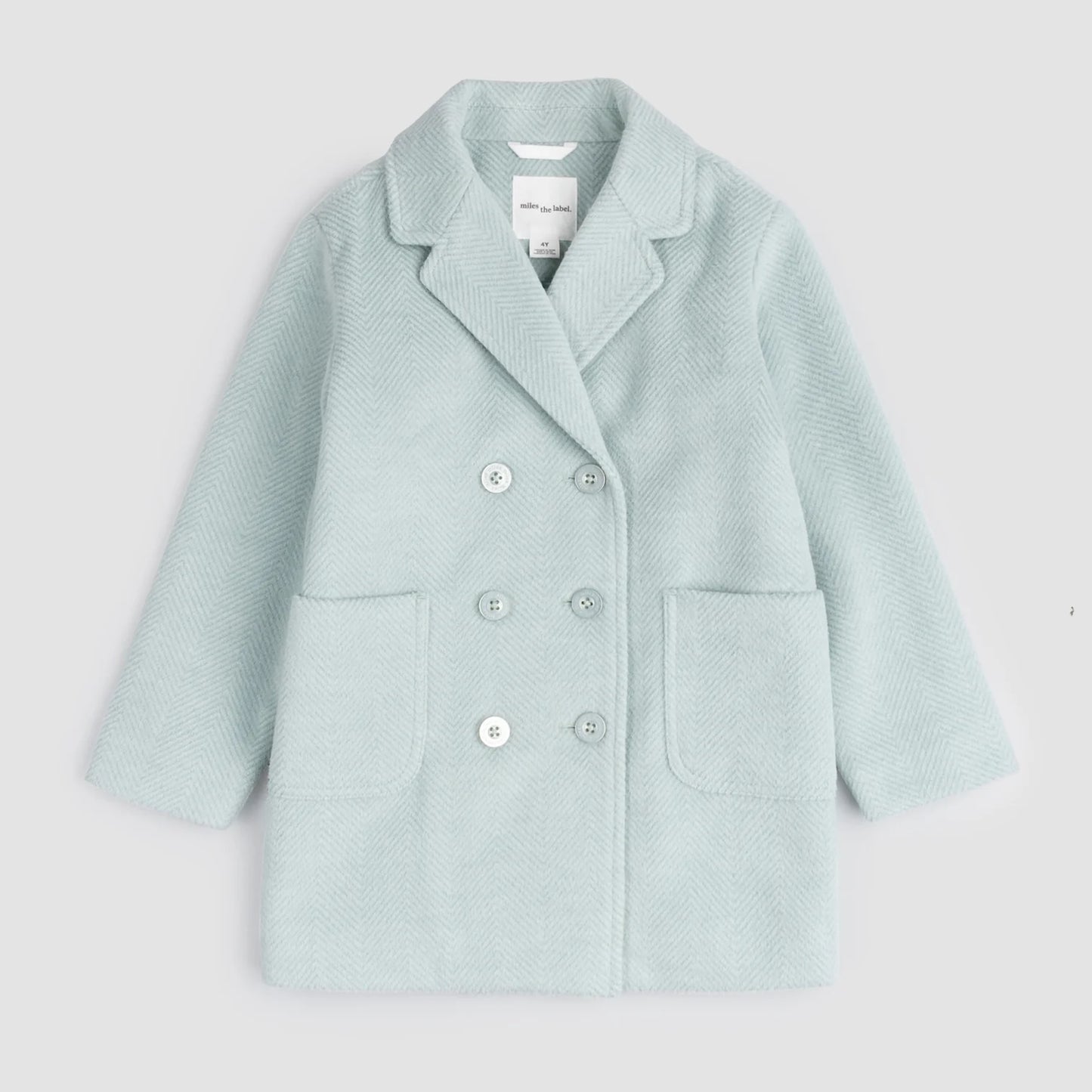Cloud Blue Girl's Double-Breasted Coat | Miles The Label