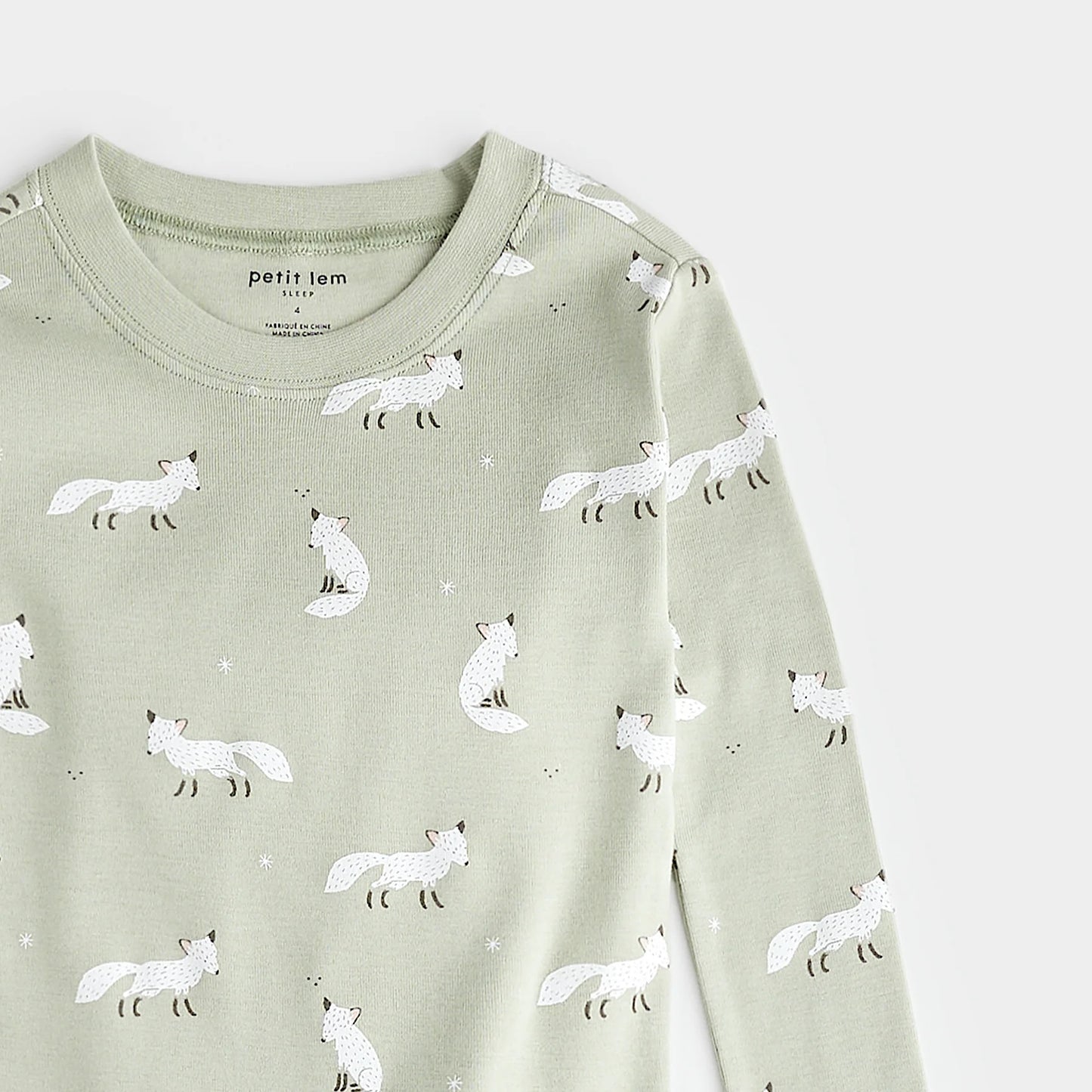 Arctic Fox on Pistachio PJ Set | Petit Lem