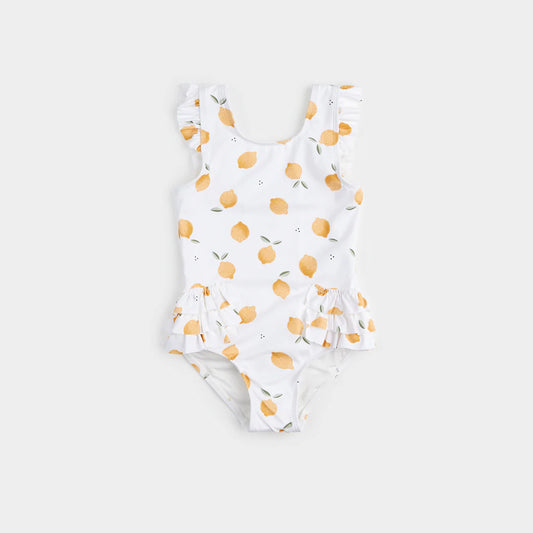 Lemon Print On Off-White One-Piece Swimsuit | Petit Lem