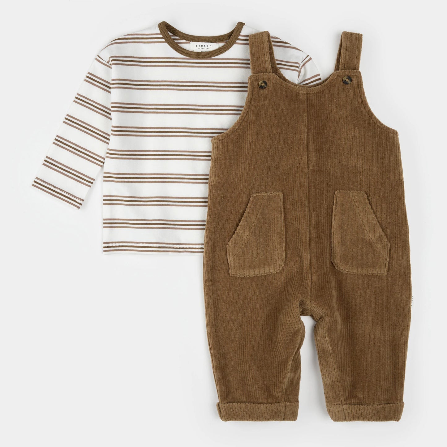 Brown Corduroy Overall Set | Petit Lem
