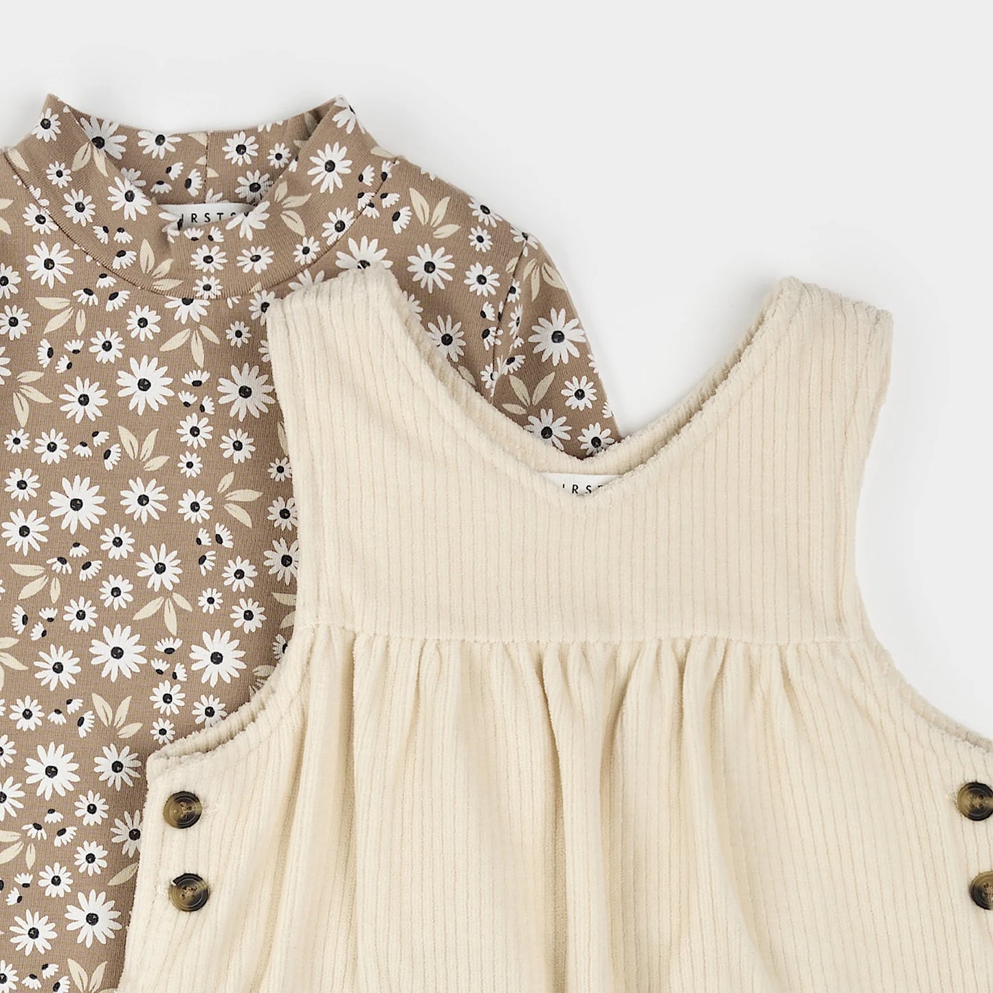 Daisy Print Overall Corduroy Dress Set | Petit Lem