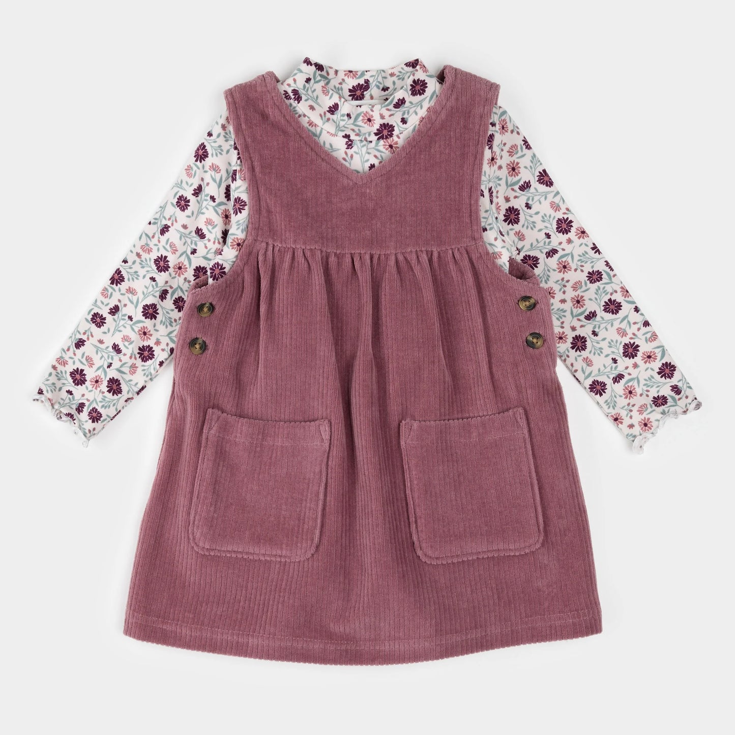 Dress Set | Floral Print on Corduroy | Petit Lem
