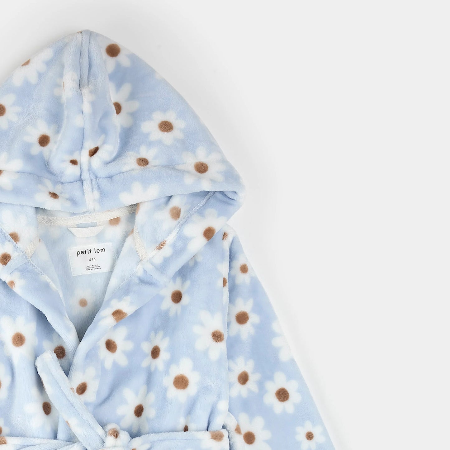 Plush Robe | Light Blue Daisy Print | Petit Lem