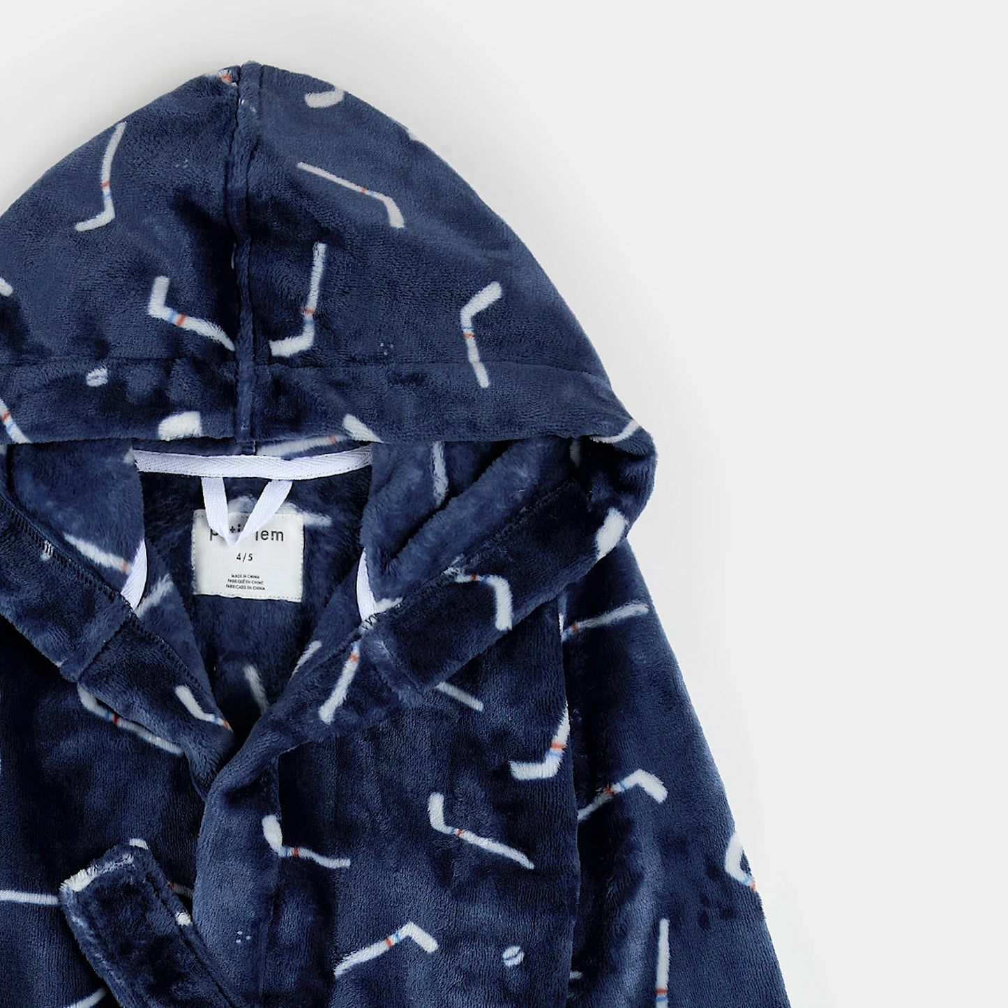 Plush Robe | Navy Hockey Stick | Petit Lem