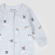 Footed Sleeper | Snowman Print on Heather Grey | Petit Lem