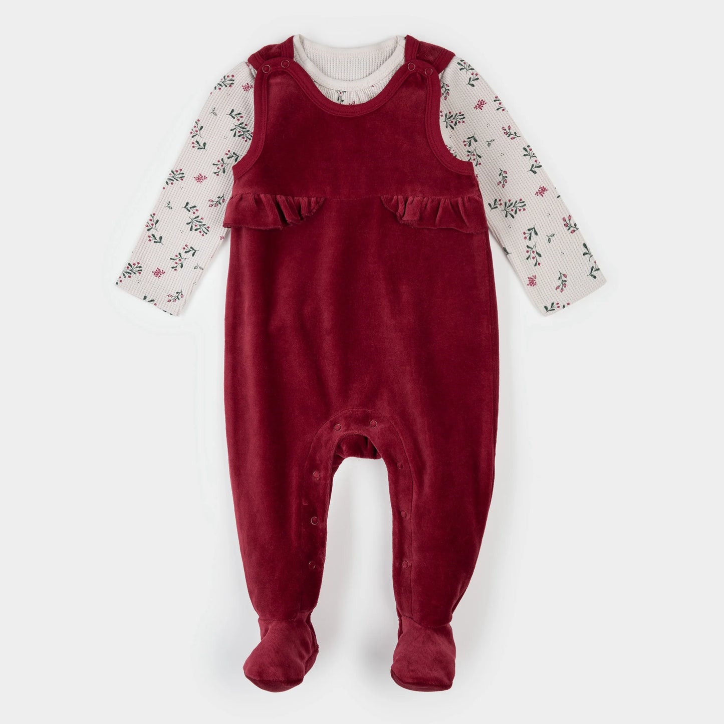 Thermal Overall Set | Winterberry Holly Print | Petit Lem
