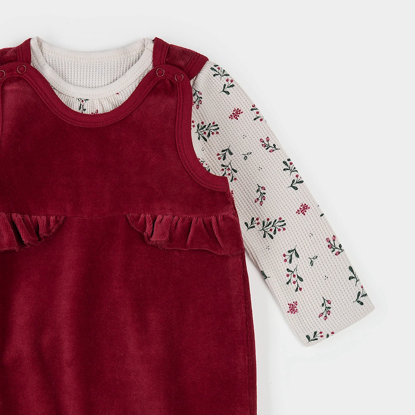 Thermal Overall Set | Winterberry Holly Print | Petit Lem