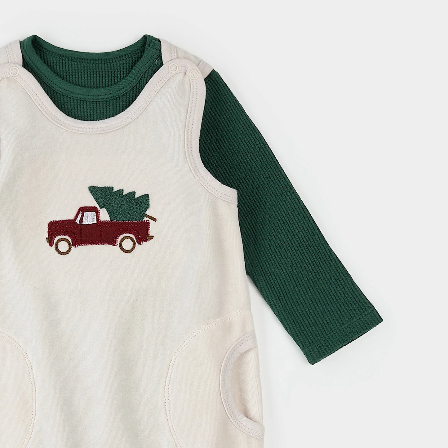 Thermal Overall Set | Dark Green Striped | Petit Lem