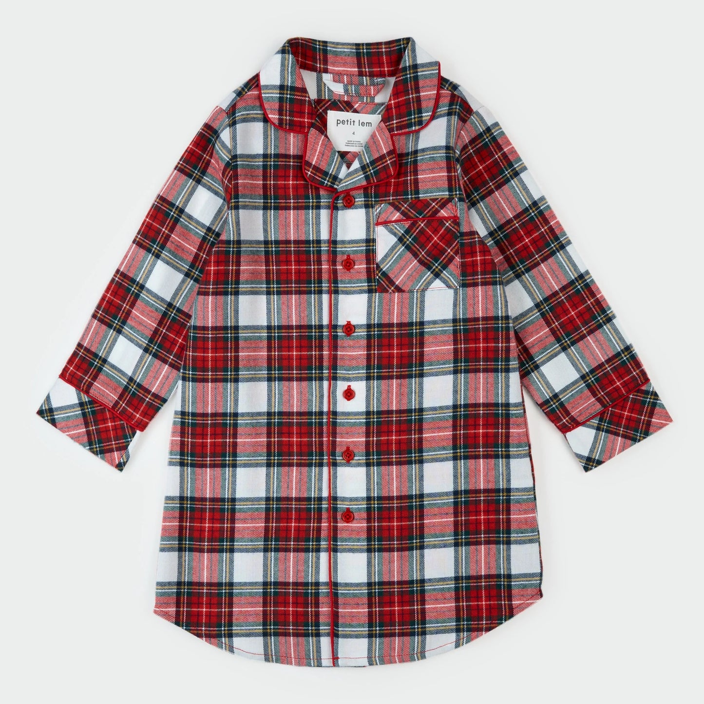 Flannel Night Gown | Red Tartan Plaid | Petit Lem