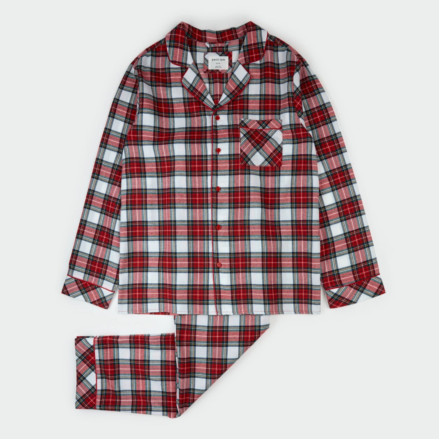Men 2pc Flannel PJ Set | Red Tartan Plaid | Petit Lem