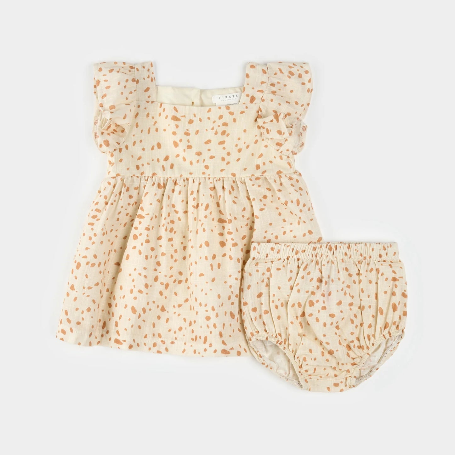 Spots Print on Antique White Cross Hatch Dress Set | Petit Lem