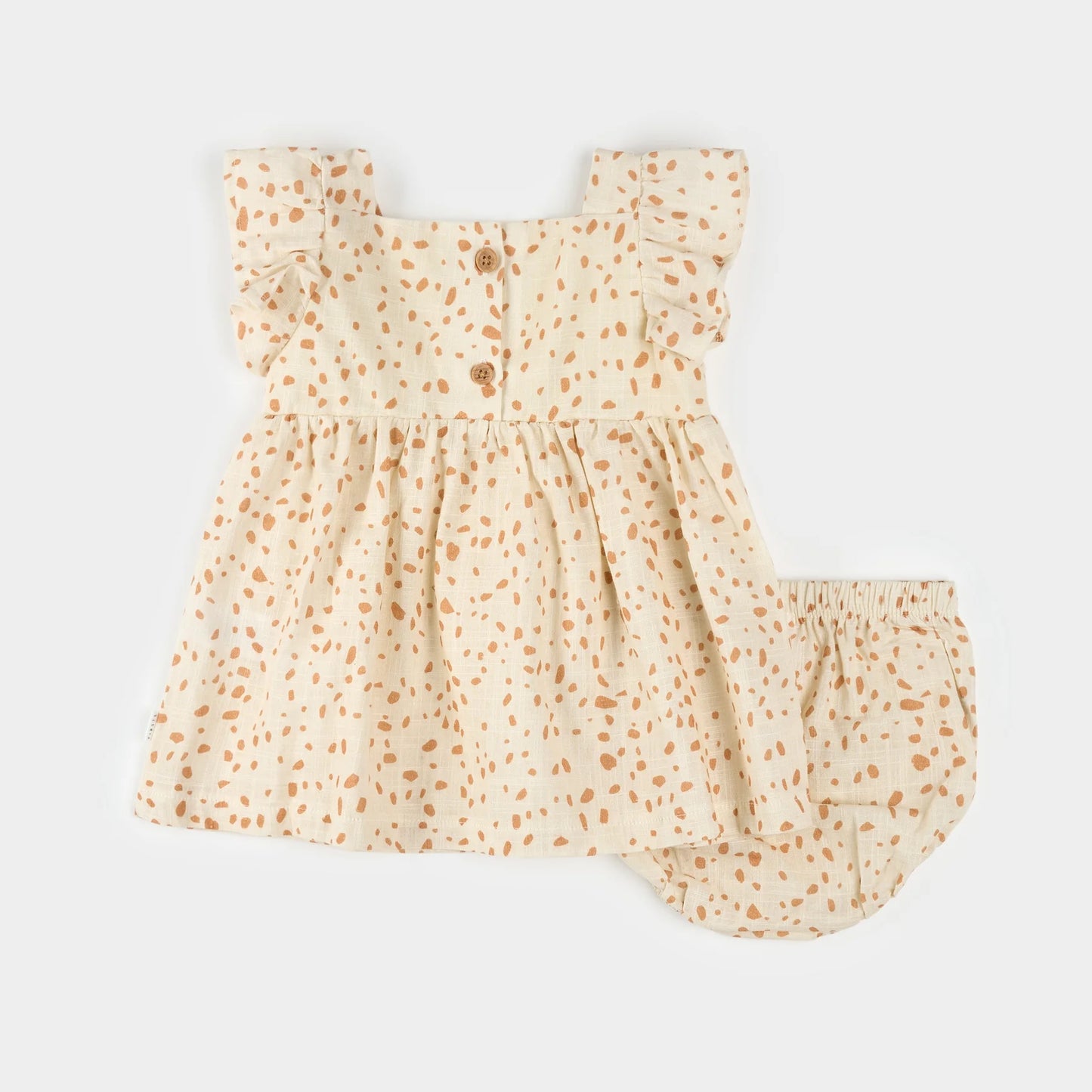 Spots Print on Antique White Cross Hatch Dress Set | Petit Lem