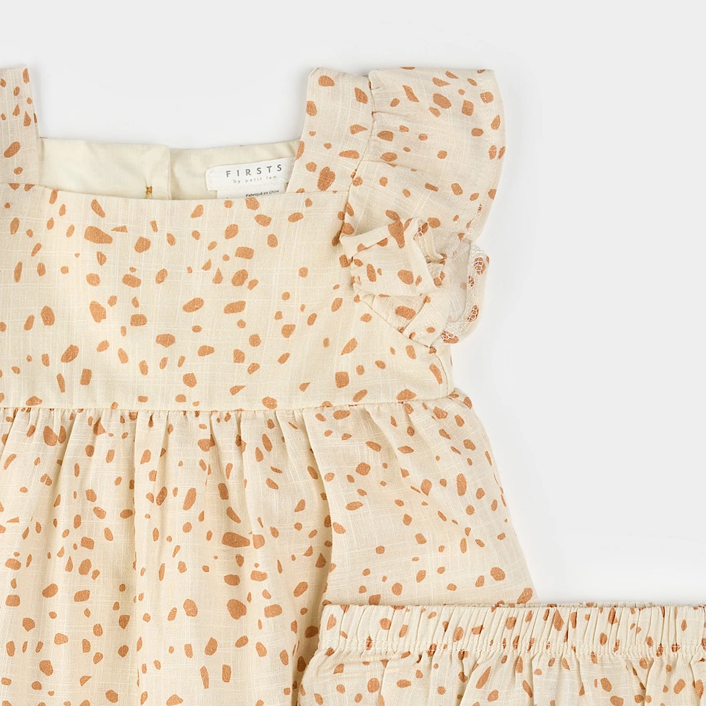Spots Print on Antique White Cross Hatch Dress Set | Petit Lem