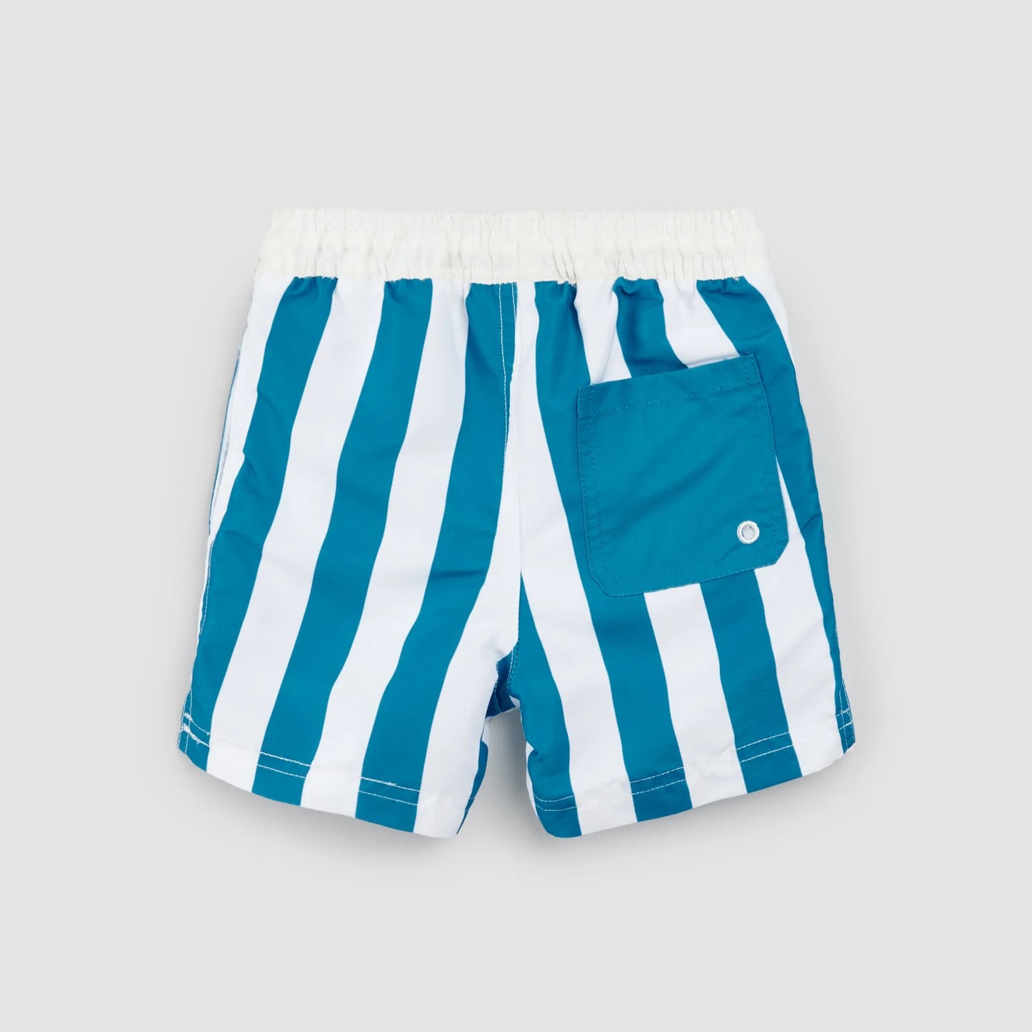 Striped Bluejay & White Swim Trunks | Miles The Label