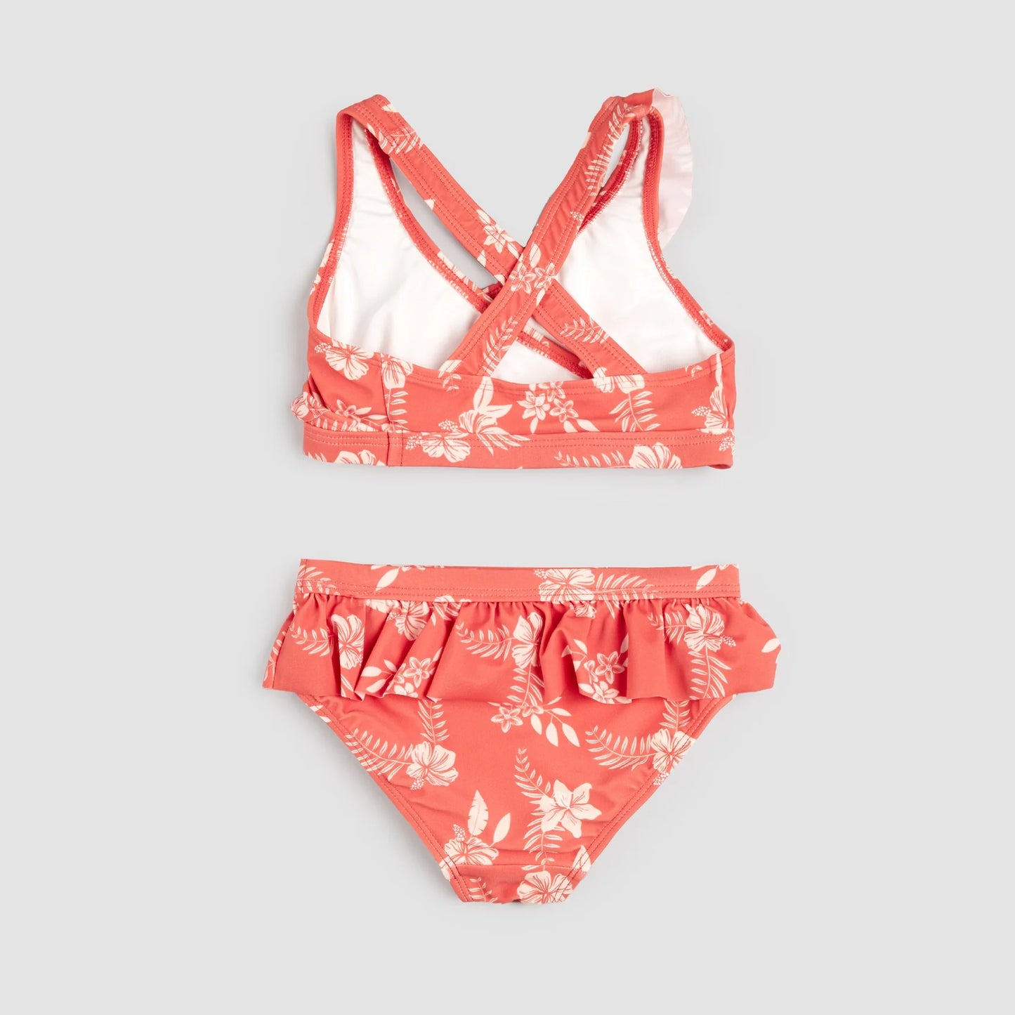 Hibiscus Print on Raspberry Cross-Over Bikini | Miles The Label