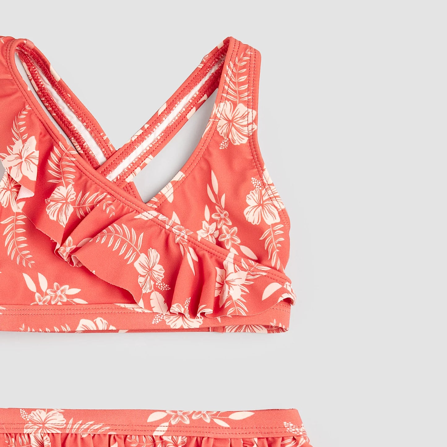 Hibiscus Print on Raspberry Cross-Over Bikini | Miles The Label